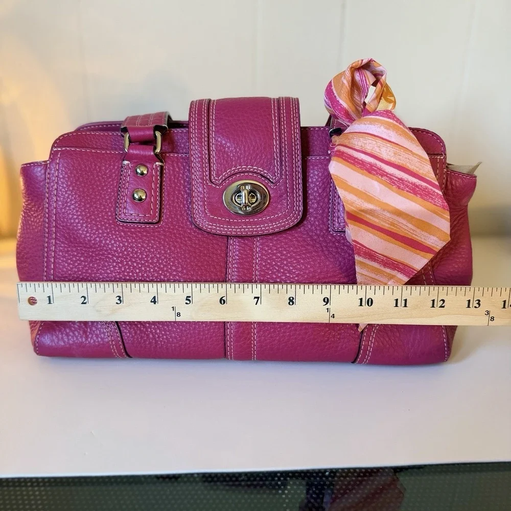Coach Hampton VTG Pink Fuchsia Pebbled Leather Carryall Shoulder Bag F13961 Y2K